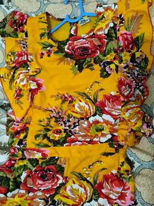 Floral Yellow Jumpsuit with Ruffle Sleeves