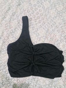 Chic One Shoulder Black Top