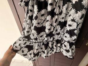 Black &amp; White Floral Midi Dress
