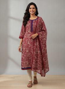 Maroon Floral Print Kurti