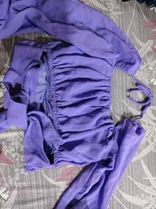 Purple Off-Shoulder Crop Top