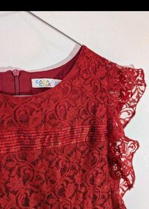 Red Lace Ruffle Dress
