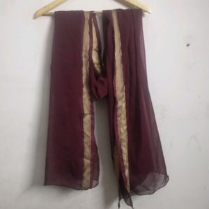 Maroon Dupatta With Golden Borders