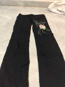 Black Pants with Rose Embellishment