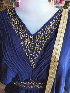 Elegant Navy Blue Ethnic Gown 4pc set Nyara cut