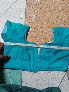 Teal Blue Striped Blouse