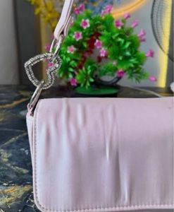Primark Pink Satin Heart Detail Shoulder Bag