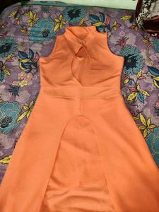 Chic Orange Sleeveless Maxi Dress
