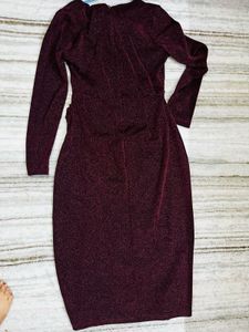 Sparkly Burgundy Long Sleeve Dress