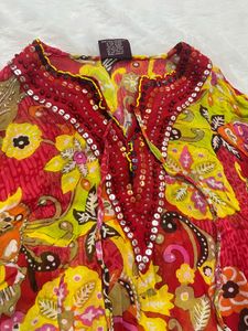 Y2k printed short kurti with Embellishments