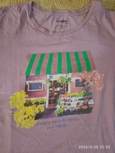 Cute Graphic Print Lavender T-Shirt