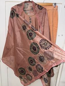 Elegant Rose Gold Kurta Set with Dupatta
