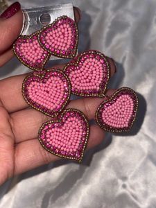 Beaded Headband &amp; Heart Earrings Set