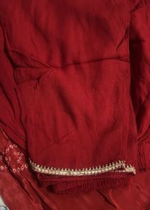 Embellished Red Silk  plazo suit