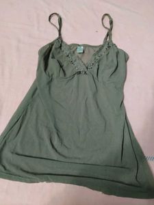 Olive Green Lace Trim Camisole