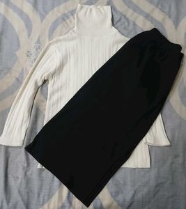 combo woolen top and pencil skirt