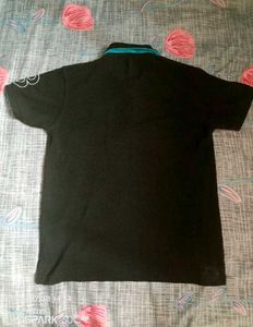 Classic Black Polo Shirt with Teal Accents