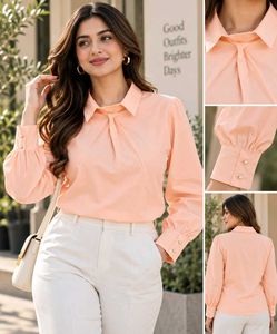 Elegant Peach Collared Blouse