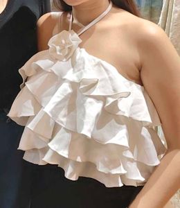 White Ruffled Halter Neck Top