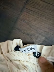 Cream Smocked Button-Up Crop Top