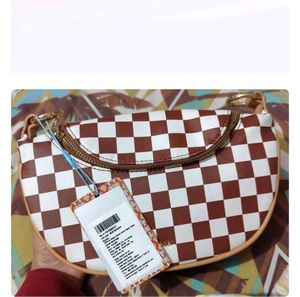 Iykyk Cheryl Classy Brown Chequered Sling Bag