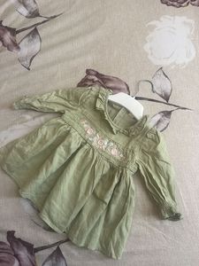 white and sage green combo dress