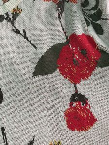 Korean Style Floral Print Knit Sweater