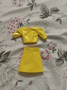 cute leatherite skirt and top for Barbie doll