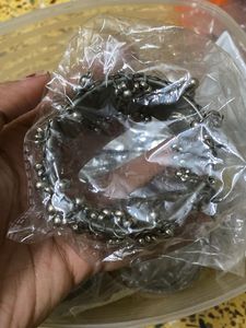 Boho Silver Oxidized Bangle Bracelet