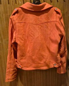 Suede Orange Moto Jacket
