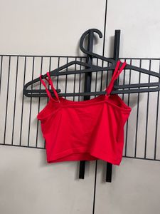 Red Cropped Top with Monkey Design