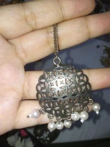 Oxidised jhumkas, maangtika, 1 ring