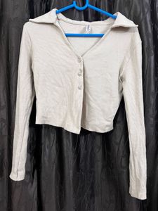 Ribbed Collar Crop Top