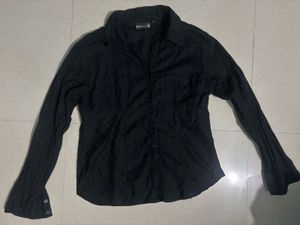 Classic Black Collared Button-Up Shirt