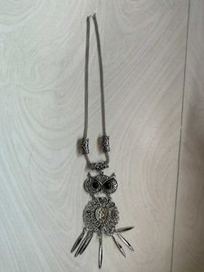 Silver Owl Pendant Necklace