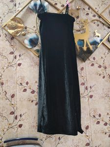 Women Velvet Slit Dress