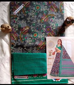 pure cotton saree with blouse piece