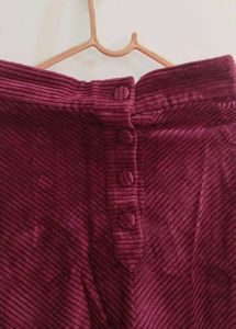 Maroon Corduroy Midi Skirt