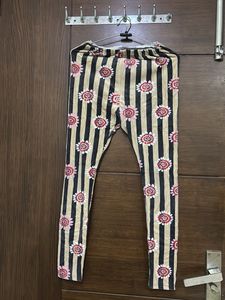 Striped Floral Print Leggings