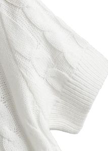 Chic White Cable Knit Polo Top
