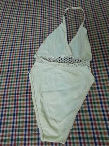 Cream Crochet One-Piece Swimsuit