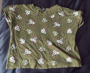 Olive Green Printed Crop Top