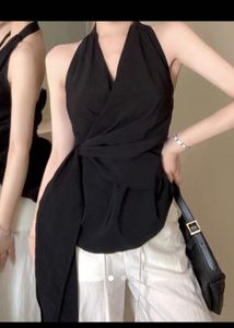 Black Wrap Halter Top