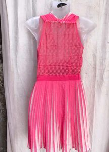 Stunning Pink Pleated Halter Neck Dress
