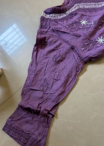 Beautiful Embroidered Purple Kurta