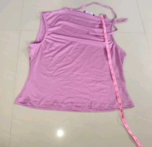 Pink Ruched Halter Neck Top
