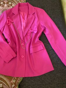 Vibrant Pink Bow Blazer