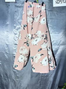 Pink Floral Wide Leg Palazzo Pants