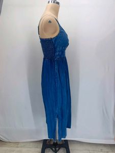 Denim Twist Front Midi Dress