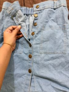 Light Wash Denim Button-Front Skirt